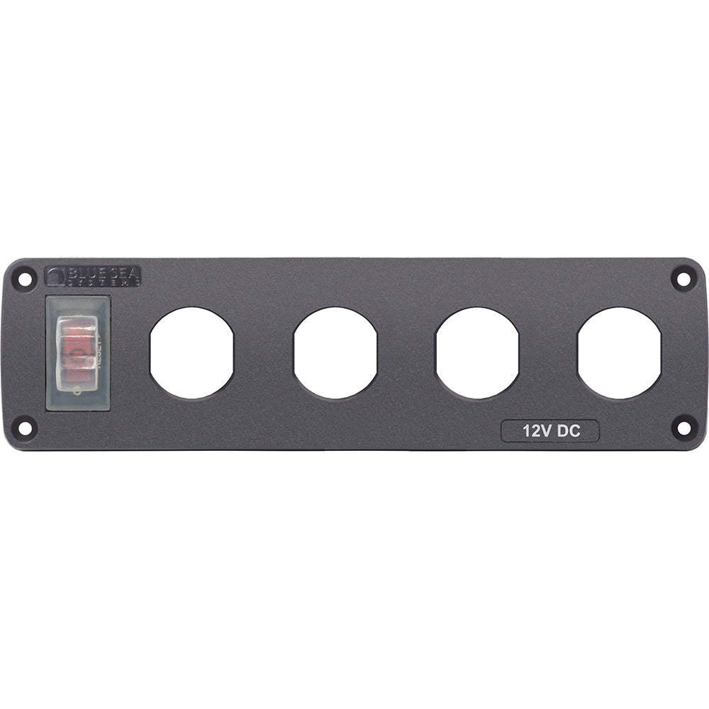 Blue Sea Water Resistant USB Accessory Panel - 15A Circuit Breaker, 4x Blank Apertures - Boat Gear USA