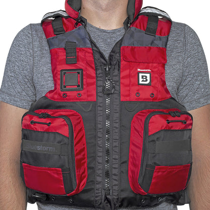 Bluestorm Classic Adult Fishing Life Jacket - Nitro Red - S/M - Boat Gear USA