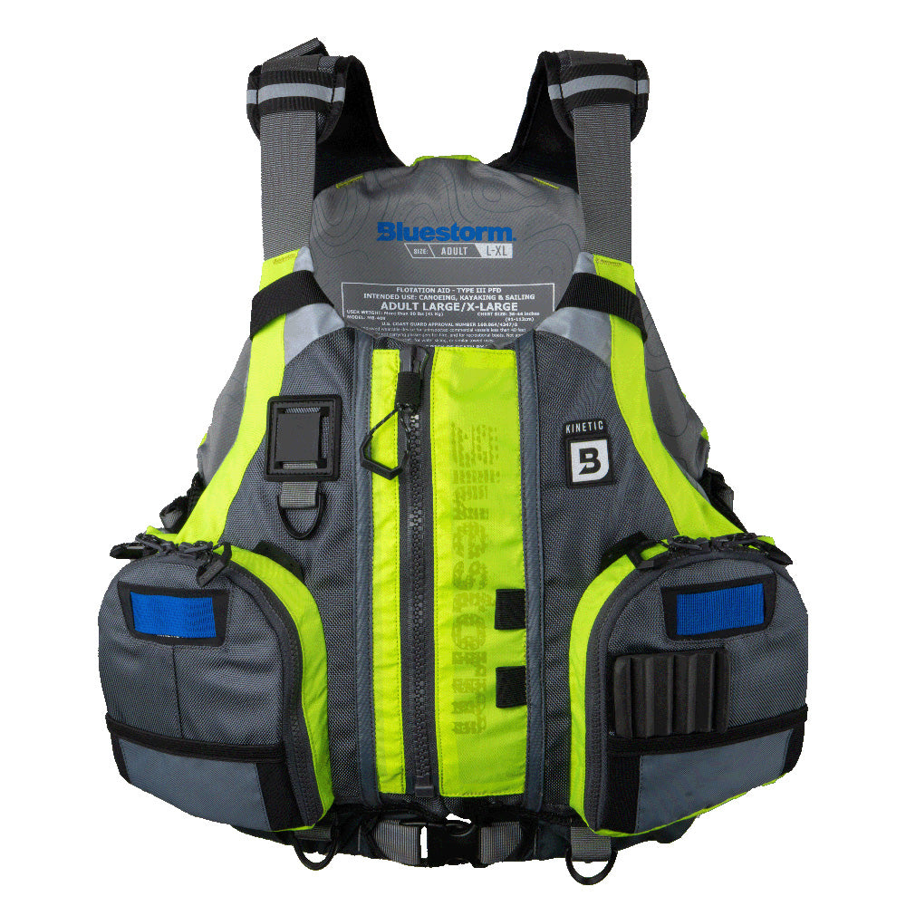 Bluestorm Kinetic Kayak Fishing Vest - Hi-Vis - 2XL/3XL - Boat Gear USA