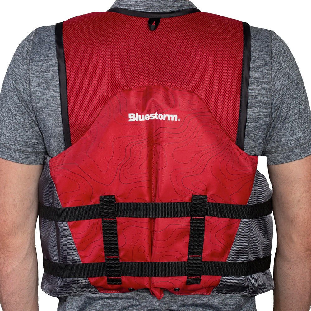 Bluestorm Sportsman Adult Mesh Fishing Life Jacket - Nitro Red - 2XL/3XL - Boat Gear USA