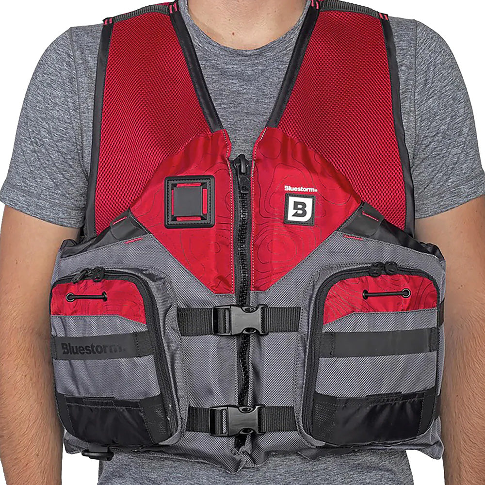 Bluestorm Sportsman Adult Mesh Fishing Life Jacket - Nitro Red - 2XL/3XL - Boat Gear USA