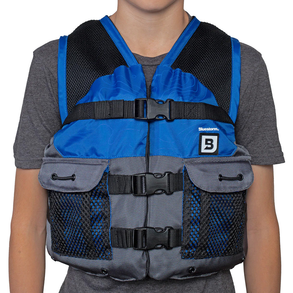 Bluestorm Sportsman Youth Mesh Fishing Life Jacket - Deep Blue - Boat Gear USA