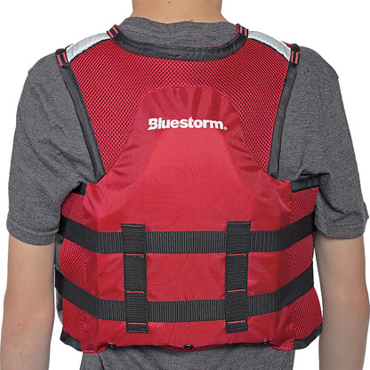 Bluestorm Sportsman Youth Mesh Fishing Life Jacket - Nitro Red - Boat Gear USA