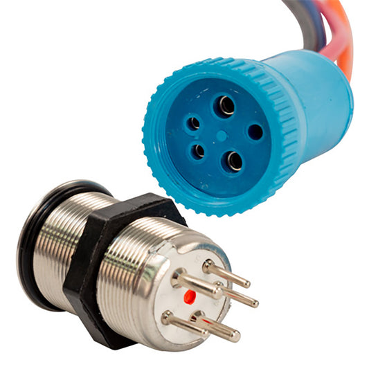 Bluewater 22mm In Rush Push Button Switch - Off/(On) Momentary Contact - Blue/Red LED - Boat Gear USA