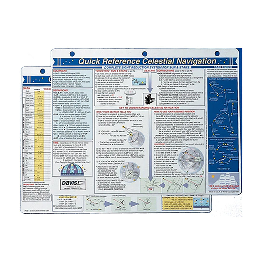 Davis Quick Reference Celestial Navigation Card - Boat Gear USA