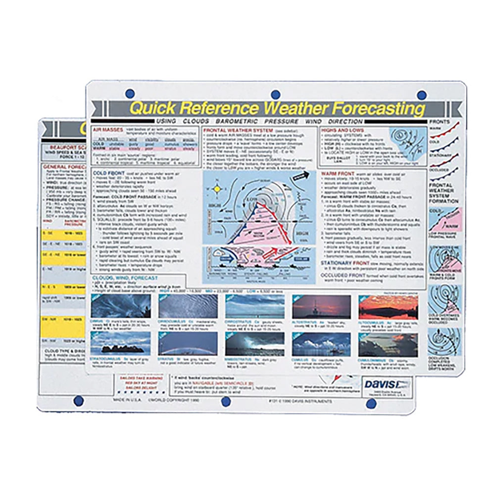 Davis Quick Reference Weather Forecasting Card - Boat Gear USA