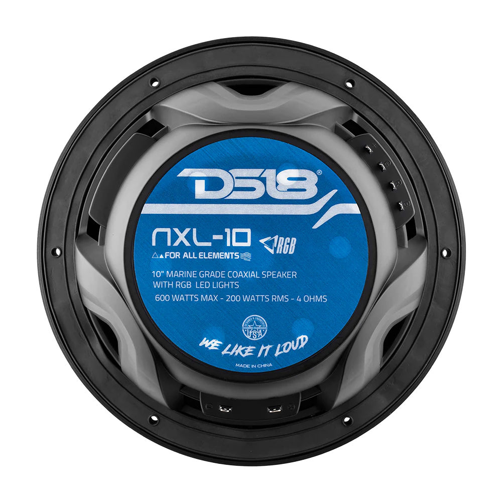 DS18 HYDRO 10" 2-Way Marine Speakers w/Bullet Tweeters & Integrated RGB LED Lights - Black - Boat Gear USA