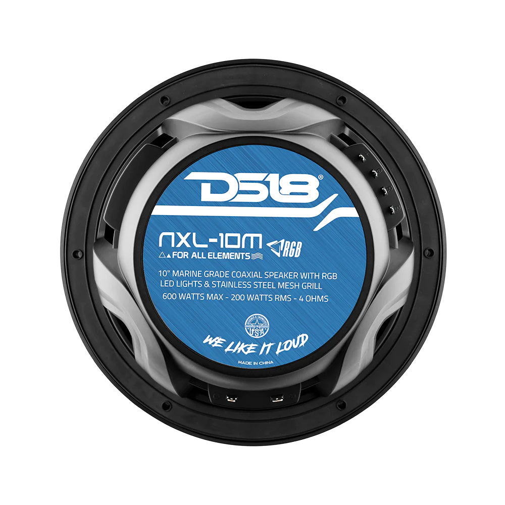 DS18 HYDRO 10" 2-Way Speakers w/Bullet Tweeter & Integrated RGB LED Lights - Black - Boat Gear USA