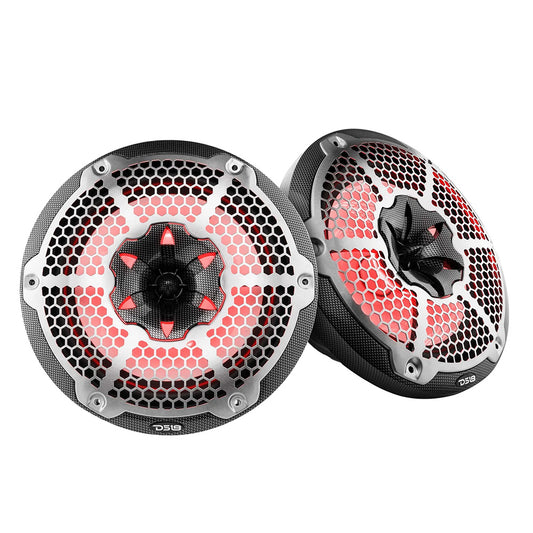 DS18 HYDRO 10" 2-Way Speakers w/Bullet Tweeter & Integrated RGB LED Lights - Carbon Fiber - Boat Gear USA