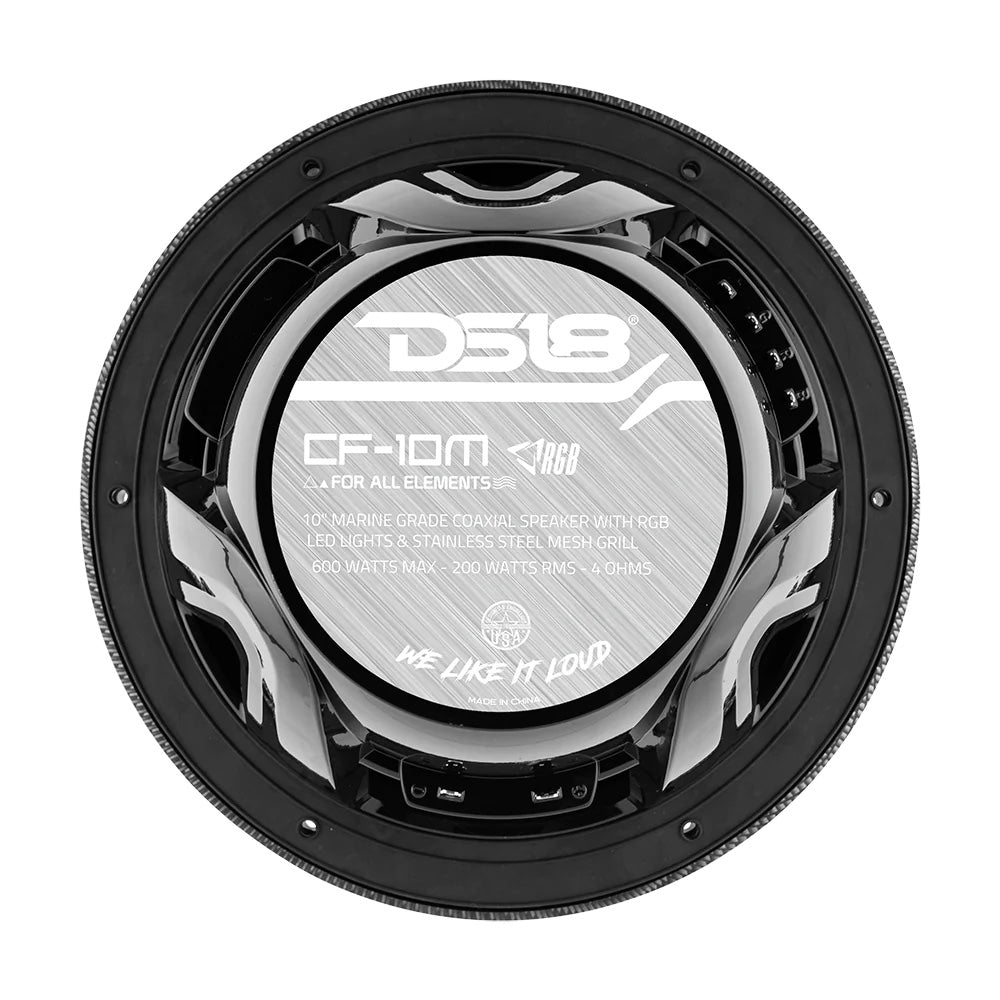 DS18 HYDRO 10" 2-Way Speakers w/Bullet Tweeter & Integrated RGB LED Lights - Carbon Fiber - Boat Gear USA