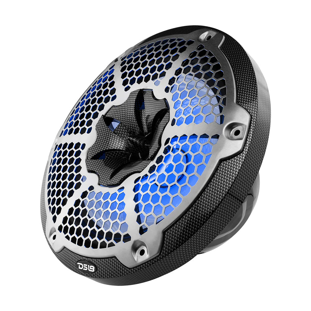 DS18 HYDRO 10" 2-Way Speakers w/Bullet Tweeter & Integrated RGB LED Lights - Carbon Fiber - Boat Gear USA