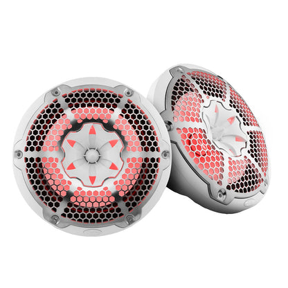 DS18 HYDRO 10" 2-Way Speakers w/Bullet Tweeter & Integrated RGB LED Lights - White - Boat Gear USA