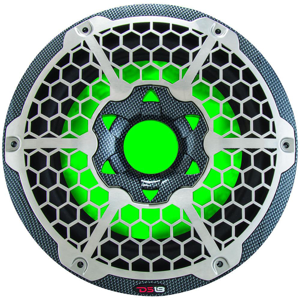 DS18 HYDRO 10" Subwoofer w/RGB Lights - 600W - Carbon Fiber - Boat Gear USA