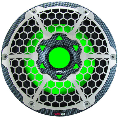 DS18 HYDRO 10" Subwoofer w/RGB Lights - 600W - Carbon Fiber - Boat Gear USA