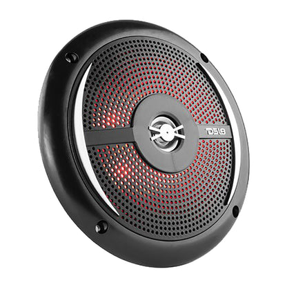 DS18 HYDRO 6.5" 2-Way Marine Slim Speakers w/RGB LED Lighting 100W - Black - Boat Gear USA