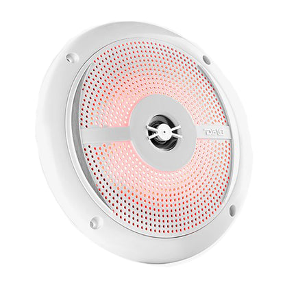 DS18 HYDRO 6.5" 2-Way Marine Slim Speakers w/RGB LED Lighting 100W - White - Boat Gear USA