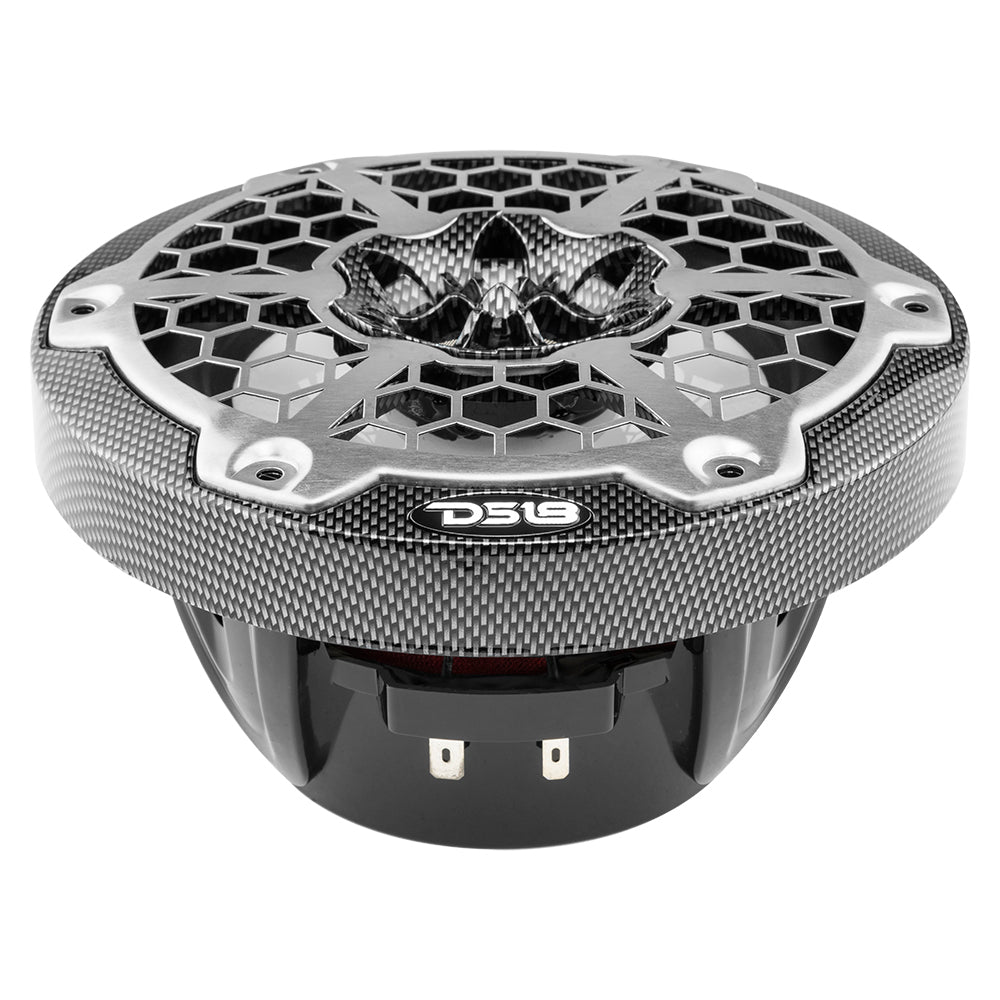 DS18 HYDRO 6.5" 2-Way Marine Speakers w/RGB LED Lights 375W - Black Carbon Fiber - Boat Gear USA