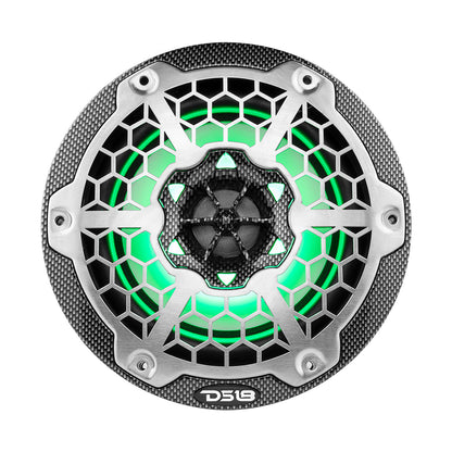 DS18 HYDRO 6.5" 2-Way Marine Speakers w/RGB LED Lights 375W - Black Carbon Fiber - Boat Gear USA