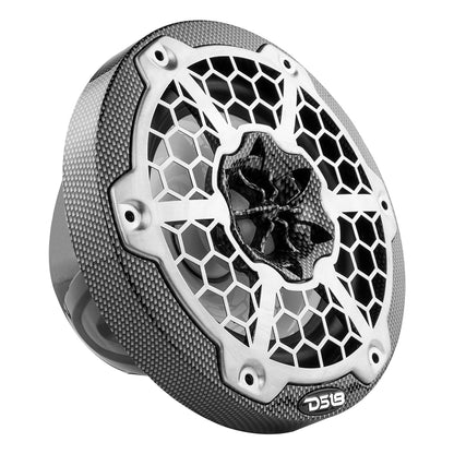 DS18 HYDRO 6.5" 2-Way Marine Speakers w/RGB LED Lights 375W - Black Carbon Fiber - Boat Gear USA