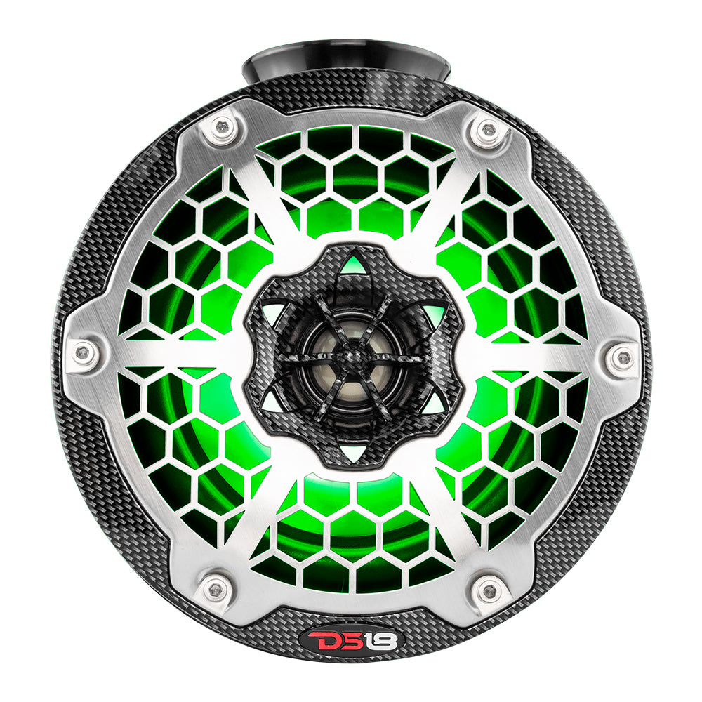 DS18 HYDRO 6.5" Compact Wakeboard Pod Tower Speaker w/RGB LED Lights - 375W - Black Carbon Fiber - Boat Gear USA