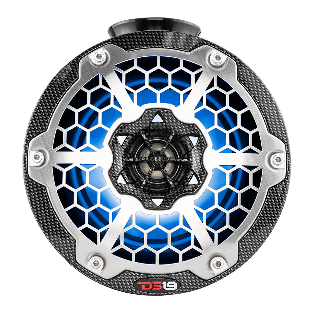 DS18 HYDRO 6.5" Compact Wakeboard Pod Tower Speaker w/RGB LED Lights - 375W - Black Carbon Fiber - Boat Gear USA