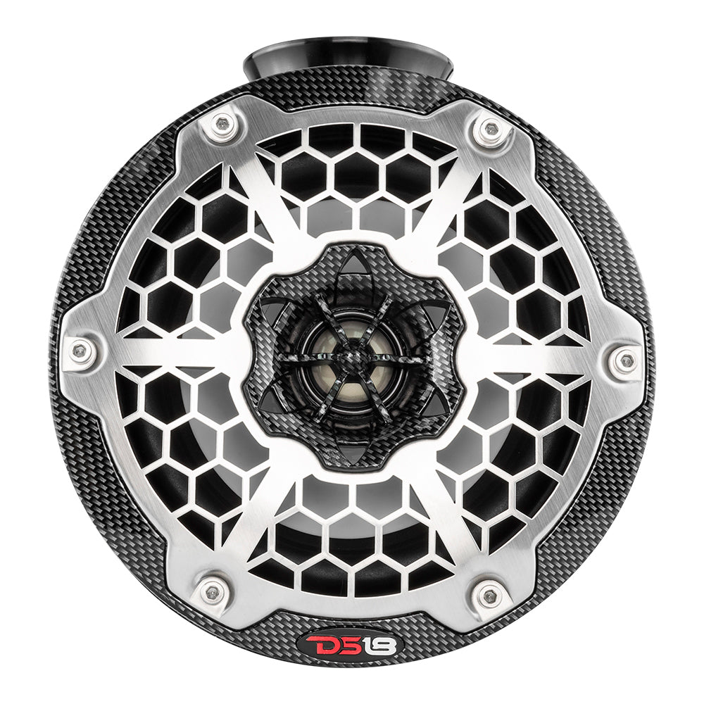 DS18 HYDRO 6.5" Compact Wakeboard Pod Tower Speaker w/RGB LED Lights - 375W - Black Carbon Fiber - Boat Gear USA