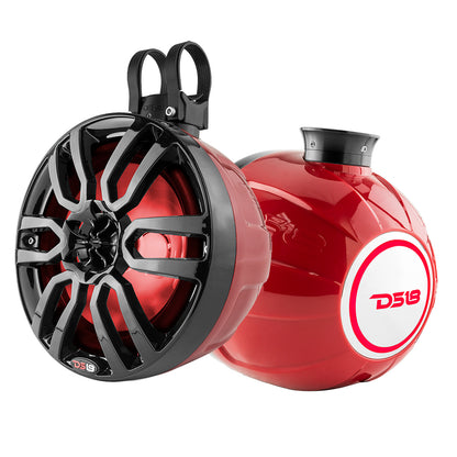 DS18 HYDRO 6.5" Compact Wakeboard Pod Tower w/RGB Light - 300W - Red - Boat Gear USA