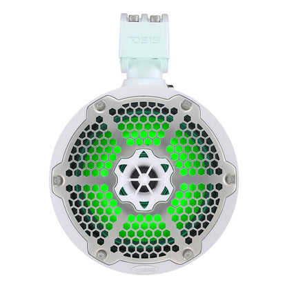 DS18 Hydro 6.5" Neodymium Wakeboard Speakers with 1" Driver and RGB LED Lights - 450W - White - Boat Gear USA