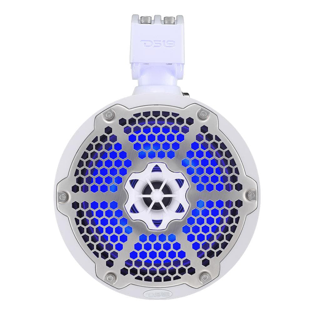 DS18 Hydro 6.5" Neodymium Wakeboard Speakers with 1" Driver and RGB LED Lights - 450W - White - Boat Gear USA