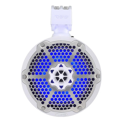 DS18 Hydro 6.5" Neodymium Wakeboard Speakers with 1" Driver and RGB LED Lights - 450W - White - Boat Gear USA