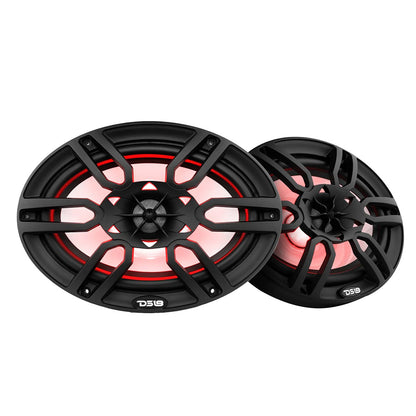 DS18 HYDRO 6 x 9" 2-Way Marine Speakers w/Integrated RGB LED Lights - 375W - Black - Boat Gear USA