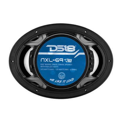 DS18 HYDRO 6 x 9" 2-Way Marine Speakers w/Integrated RGB LED Lights - 375W - Black - Boat Gear USA