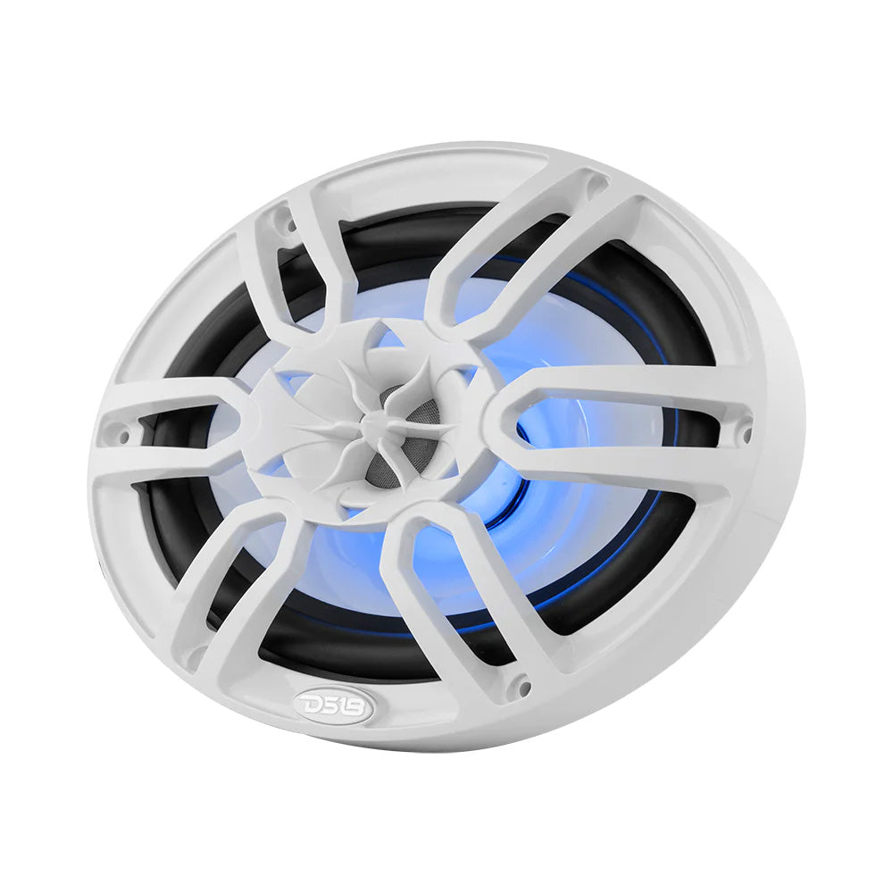 DS18 HYDRO 6 x 9" 2-Way Marine Speakers w/Integrated RGB LED Lights - 375W - White - Boat Gear USA