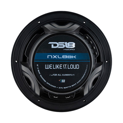 DS18 HYDRO 8" 2-Way Marine Speakers w/RGB LED Lights 375W - Matte Black - Boat Gear USA