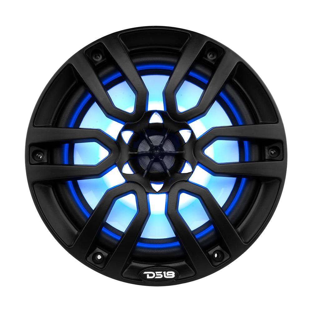 DS18 HYDRO 8" 2-Way Marine Speakers w/RGB LED Lights 375W - Matte Black - Boat Gear USA