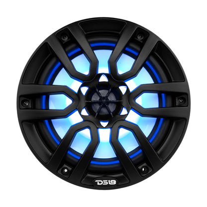 DS18 HYDRO 8" 2-Way Marine Speakers w/RGB LED Lights 375W - Matte Black - Boat Gear USA