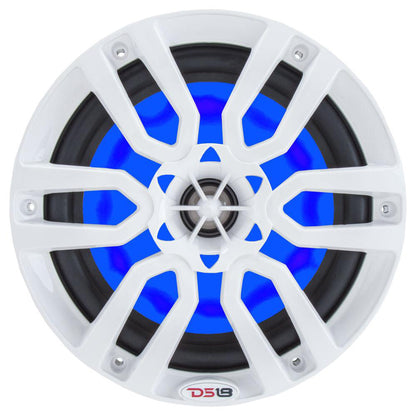 DS18 HYDRO 8" 2-Way Marine Speakers w/RGB LED Lights 375W - White - Boat Gear USA