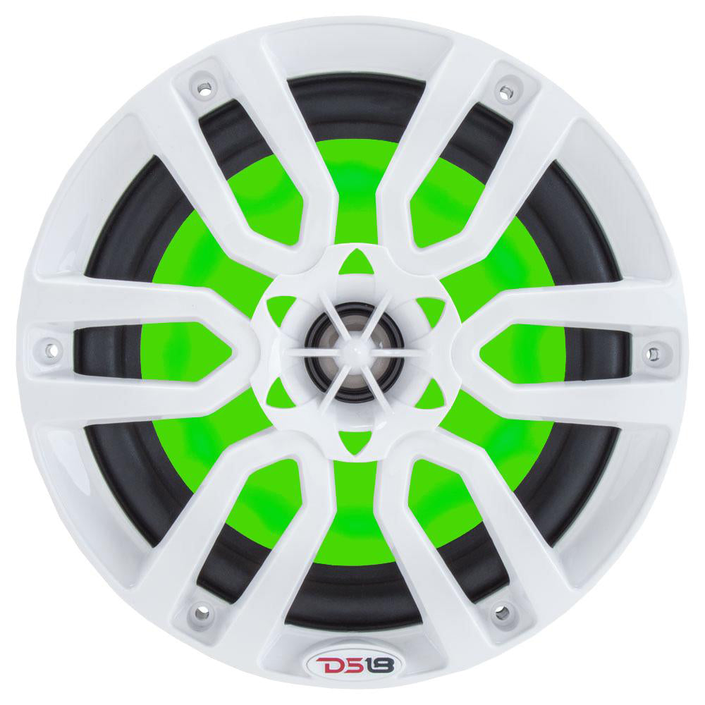 DS18 HYDRO 8" 2-Way Marine Speakers w/RGB LED Lights 375W - White - Boat Gear USA