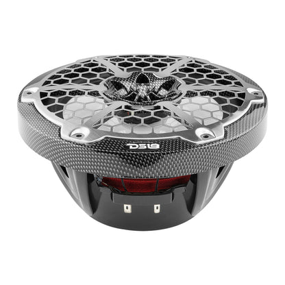 DS18 HYDRO 8" 2-Way Marine Speakers w/RGB LED Lights 450W - Black Carbon Fiber - Boat Gear USA