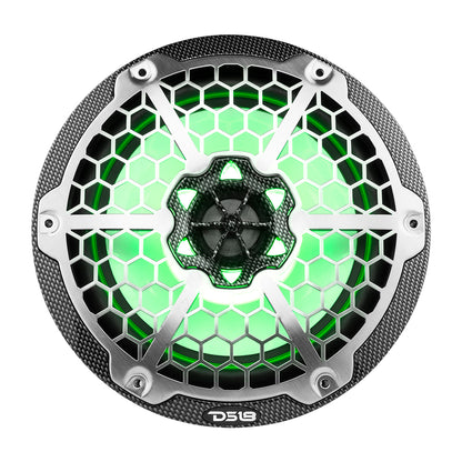 DS18 HYDRO 8" 2-Way Marine Speakers w/RGB LED Lights 450W - Black Carbon Fiber - Boat Gear USA