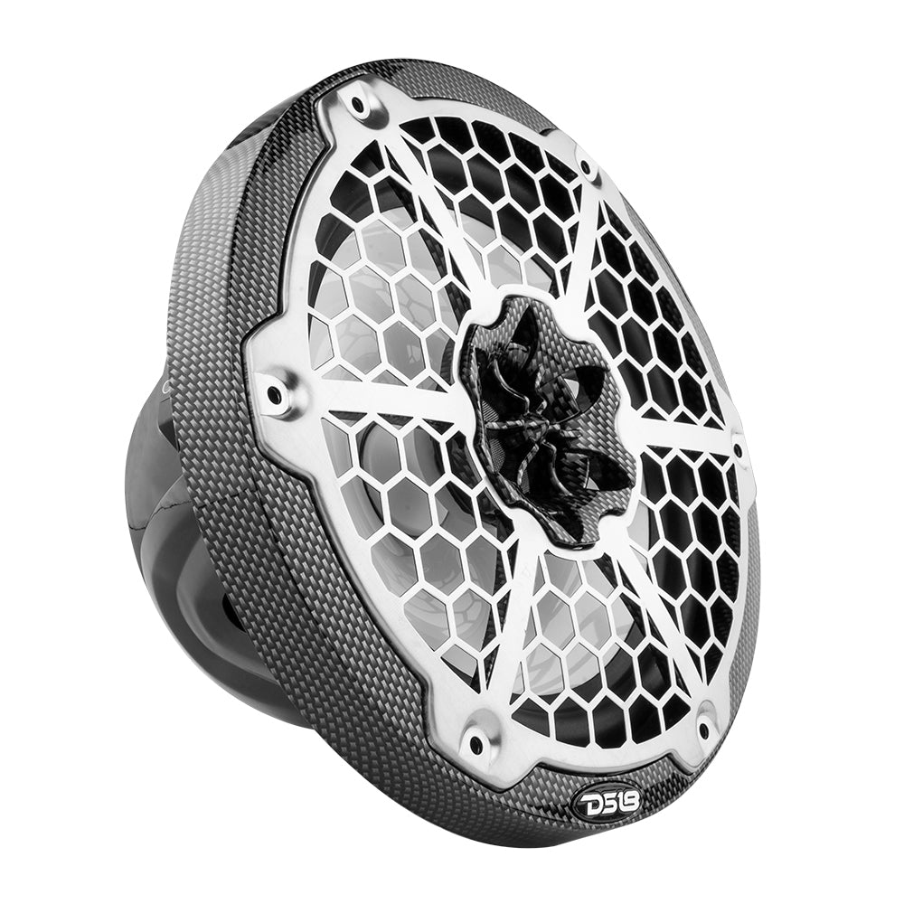 DS18 HYDRO 8" 2-Way Marine Speakers w/RGB LED Lights 450W - Black Carbon Fiber - Boat Gear USA