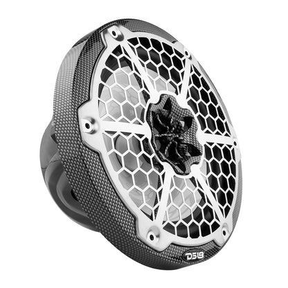 DS18 HYDRO 8" 2-Way Marine Speakers w/RGB LED Lights 450W - Black Carbon Fiber - Boat Gear USA