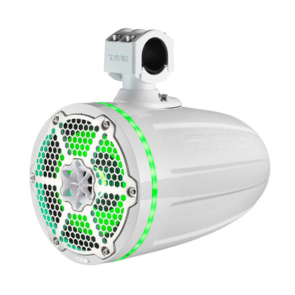 DS18 Hydro 8" Neodymium Marine Towers with Built-in Passive Radiator, 1" Driver & RGB LED Light - 550 Watts (Pair) - White - Boat Gear USA