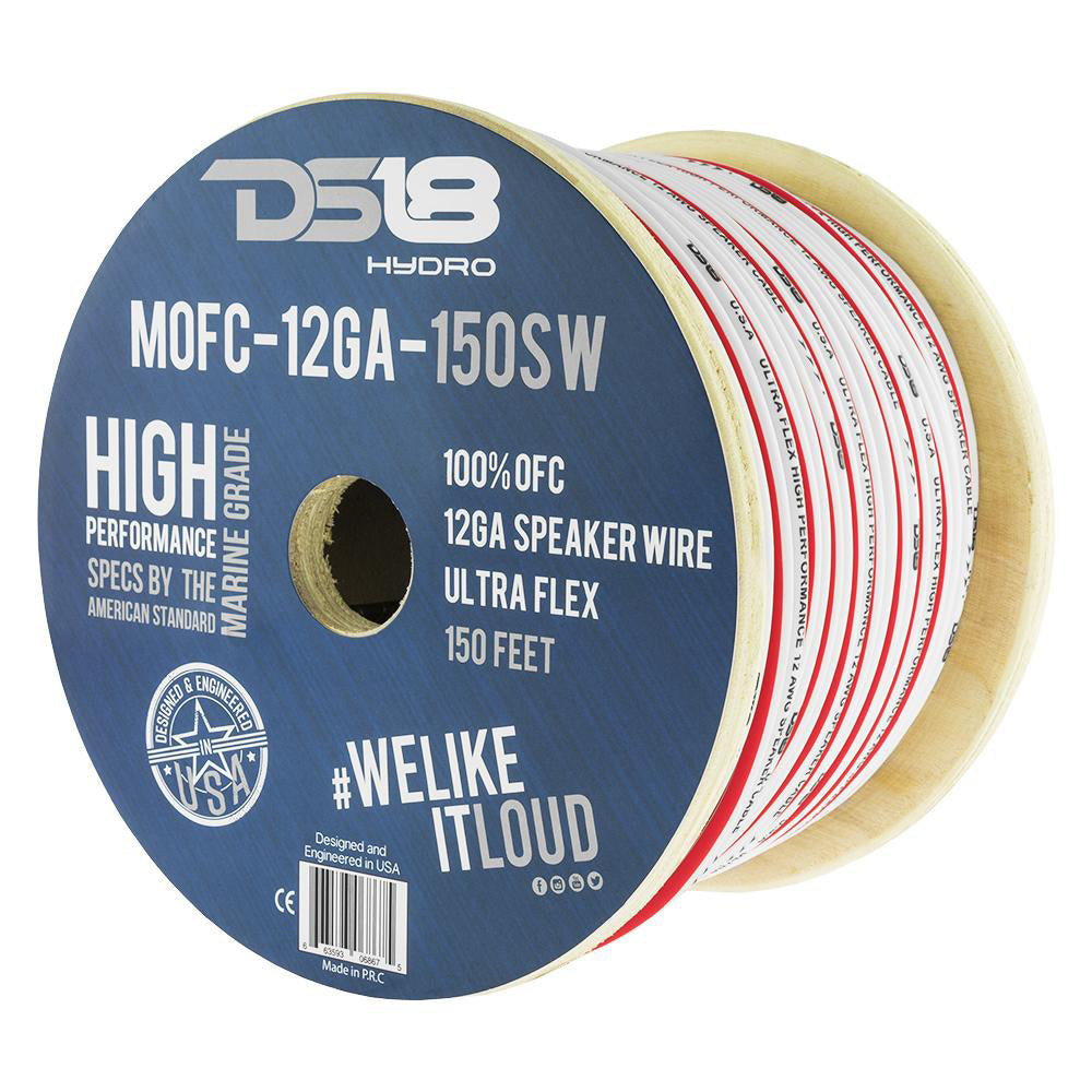 DS18 HYDRO Marine Grade OFC Speaker Wire 12 GA - 150' Roll - Boat Gear USA