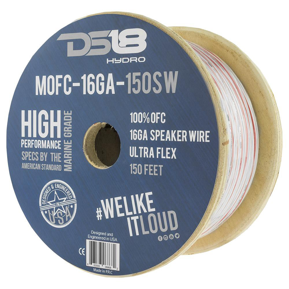 DS18 HYDRO Marine Grade OFC Speaker Wire 16 GA - 150' Roll - Boat Gear USA