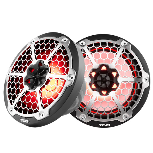 DS18 New Edition HYDRO 8" 2-Way Marine Speakers w/RGB LED Lighting 375W - Black - Boat Gear USA