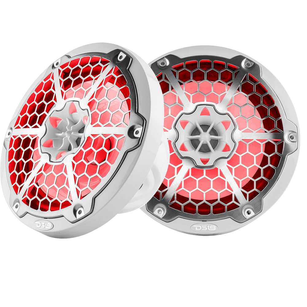 DS18 New Edition HYDRO 8" 2-Way Marine Speakers w/RGB LED Lighting 375W - White - Boat Gear USA