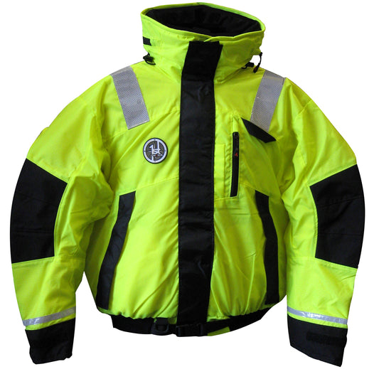 First Watch AB-1100 Flotation Bomber Jacket - Hi-Vis Yellow/Black - Large - Boat Gear USA