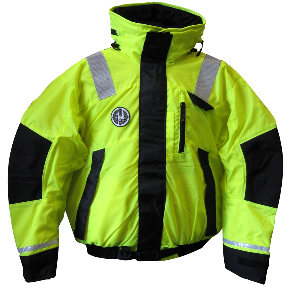 First Watch AB-1100 Flotation Bomber Jacket - Hi-Vis Yellow/Black - Medium - Boat Gear USA