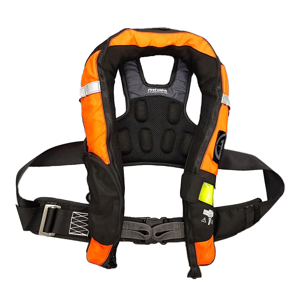 First Watch FW-40PRO Ergo Auto Inflatable PFD w/Harness - Hi-Vis Orange & Black - Boat Gear USA